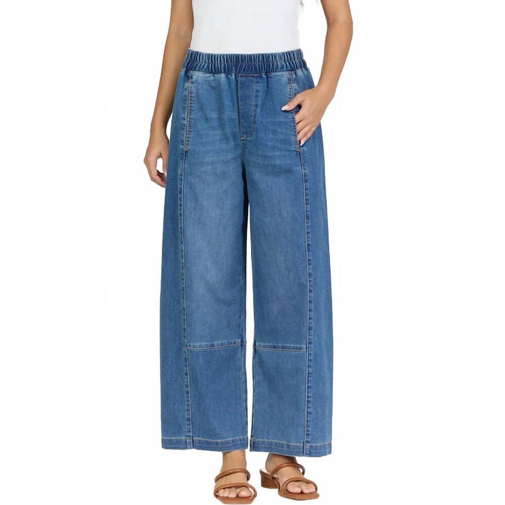 NEW DEAR JOHN DENIM della cropped barrel jeans in tsunami